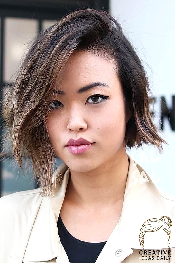 21 Asian Short Hair Ideas That Are Trending Right Now 10 Asymmetrical Bob