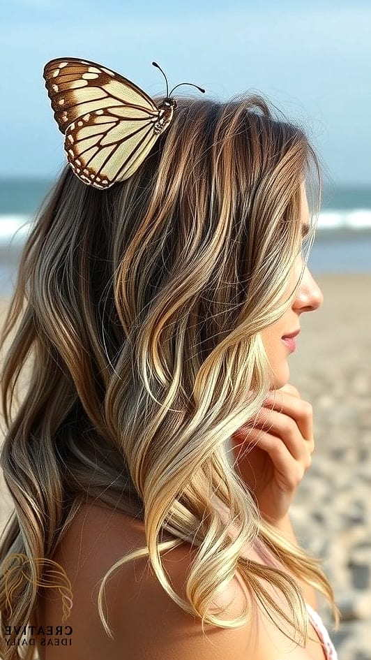 Beachy Butterfly Waves with Sun-Kissed Balayage