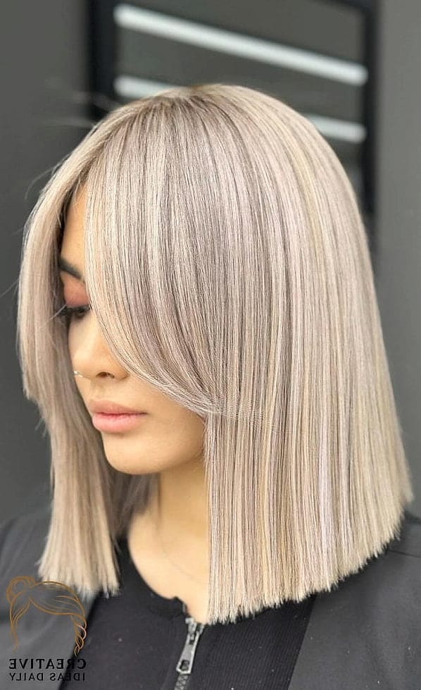 Blunt Blonde Bob with Full Bangs