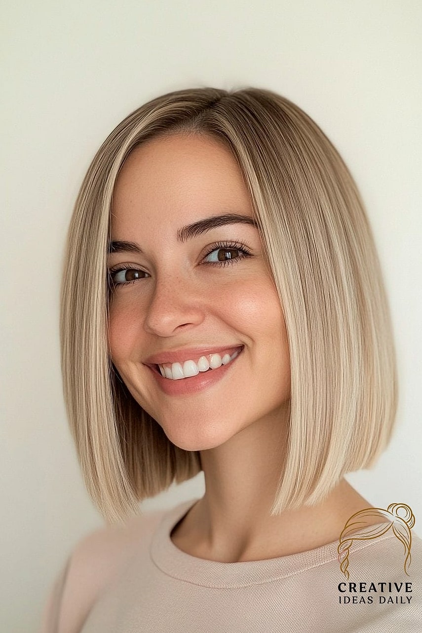 Blunt Bob with Deep Side Part