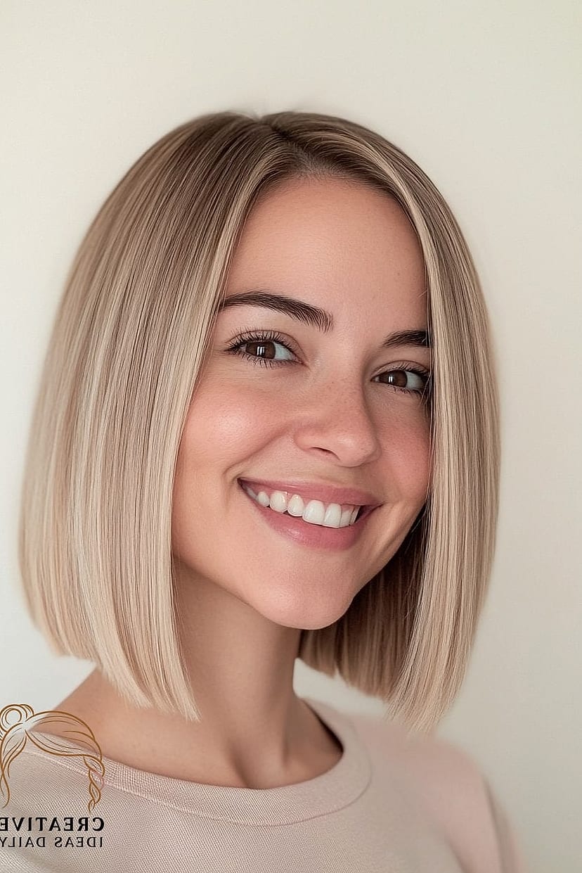 Blunt Bob With A Deep Side Part