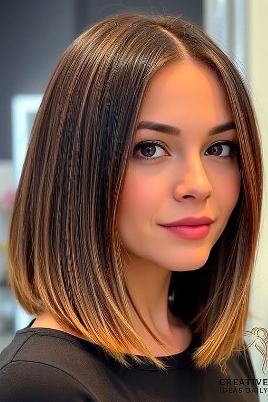 Blunt Lob with Middle Part