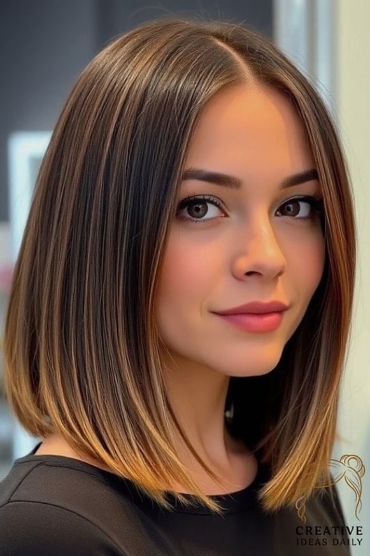 Blunt Lob With Balayage