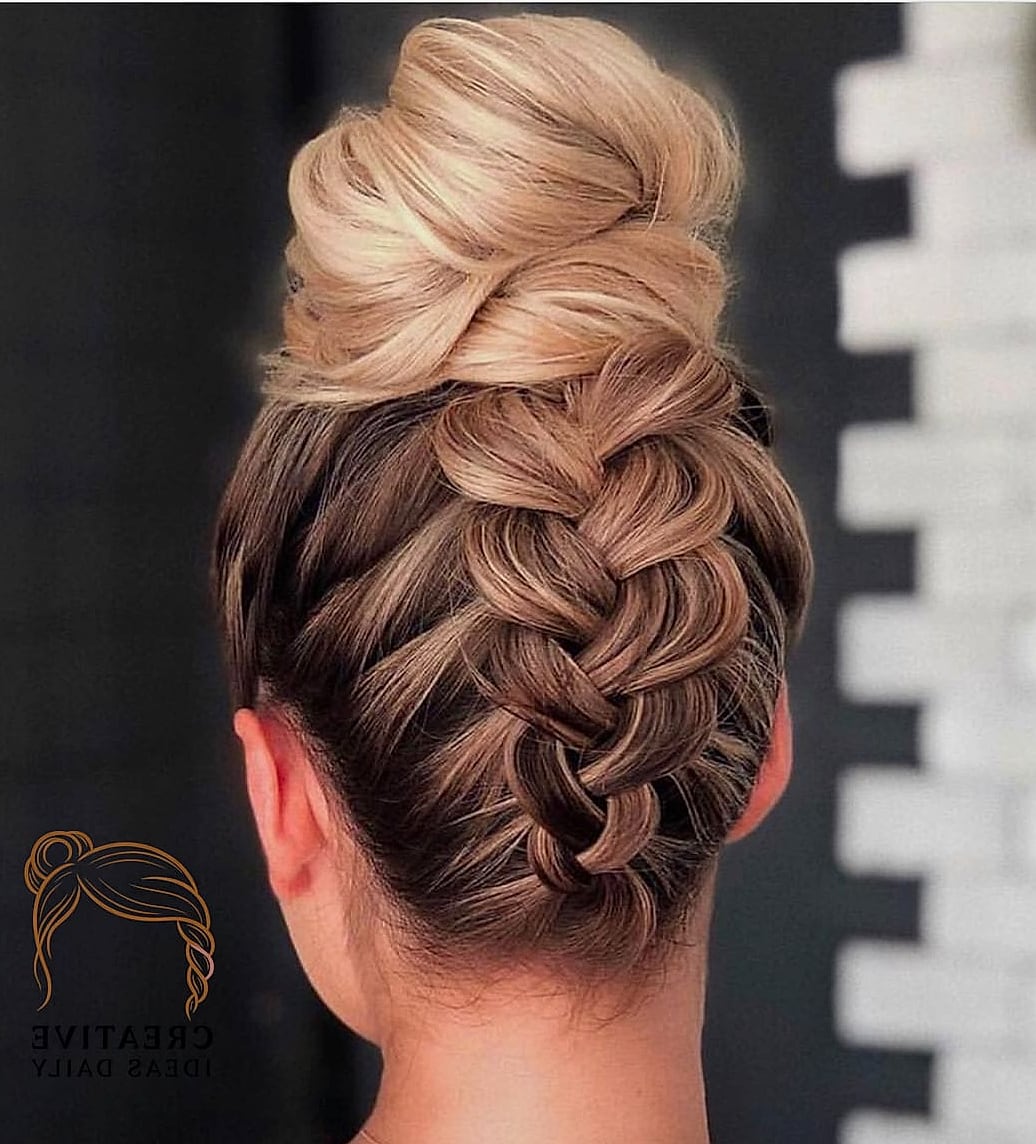 21 Updos For Long Hair Ideas That Are Trending Right Now 17 Braided Updo With Volume At The Crown