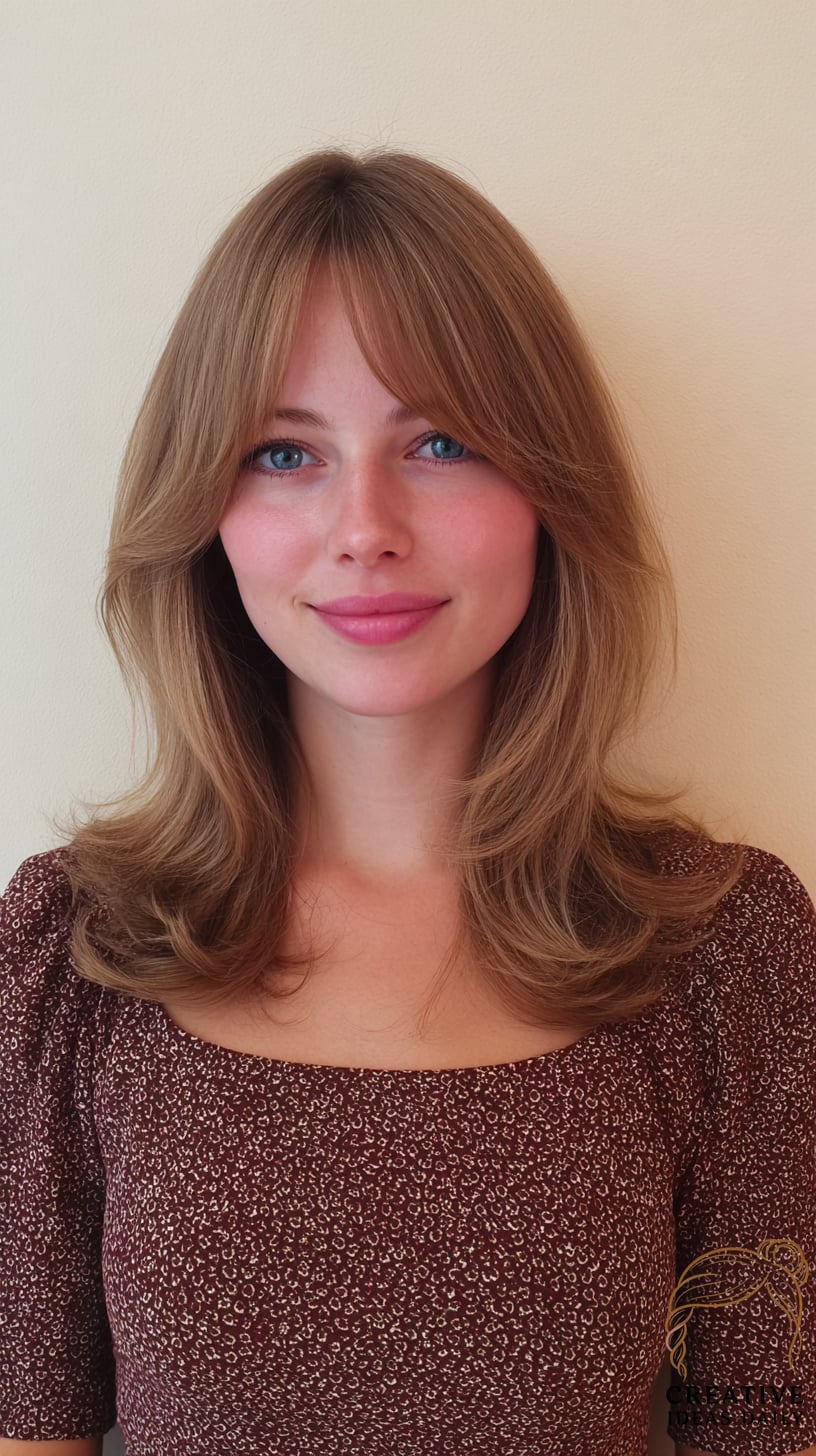 Butterfly Cut with Soft Face-Framing Bangs