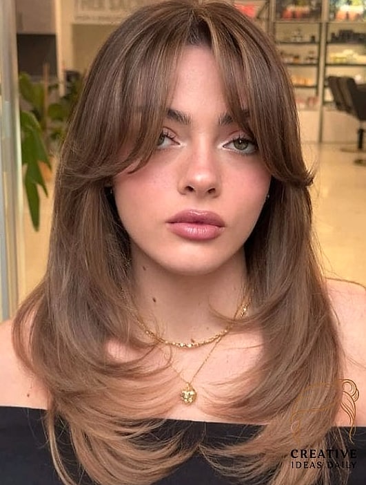 Butterfly Cut with Curtain Bangs and Loose Layers