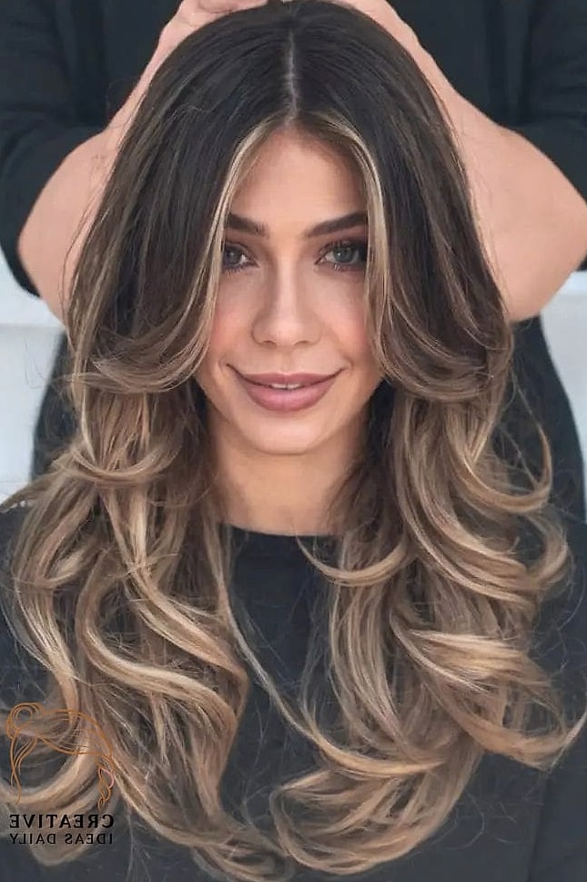 Butterfly Cut with Money Piece Highlights
