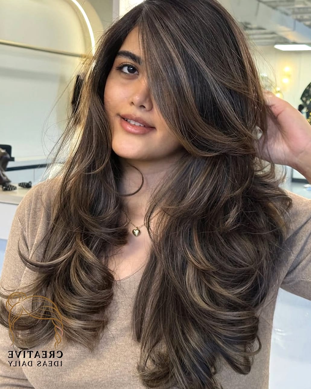 Butterfly Cut with Side-Swept Layers