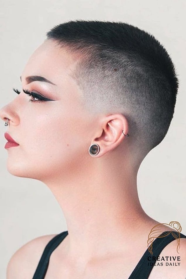 Buzzed Pixie with a Longer Fringe