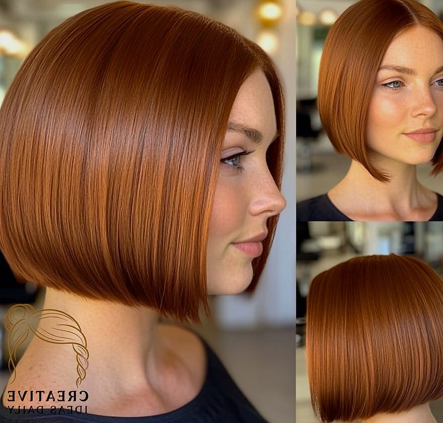 Copper Straight Bob with Face-Framing Layers