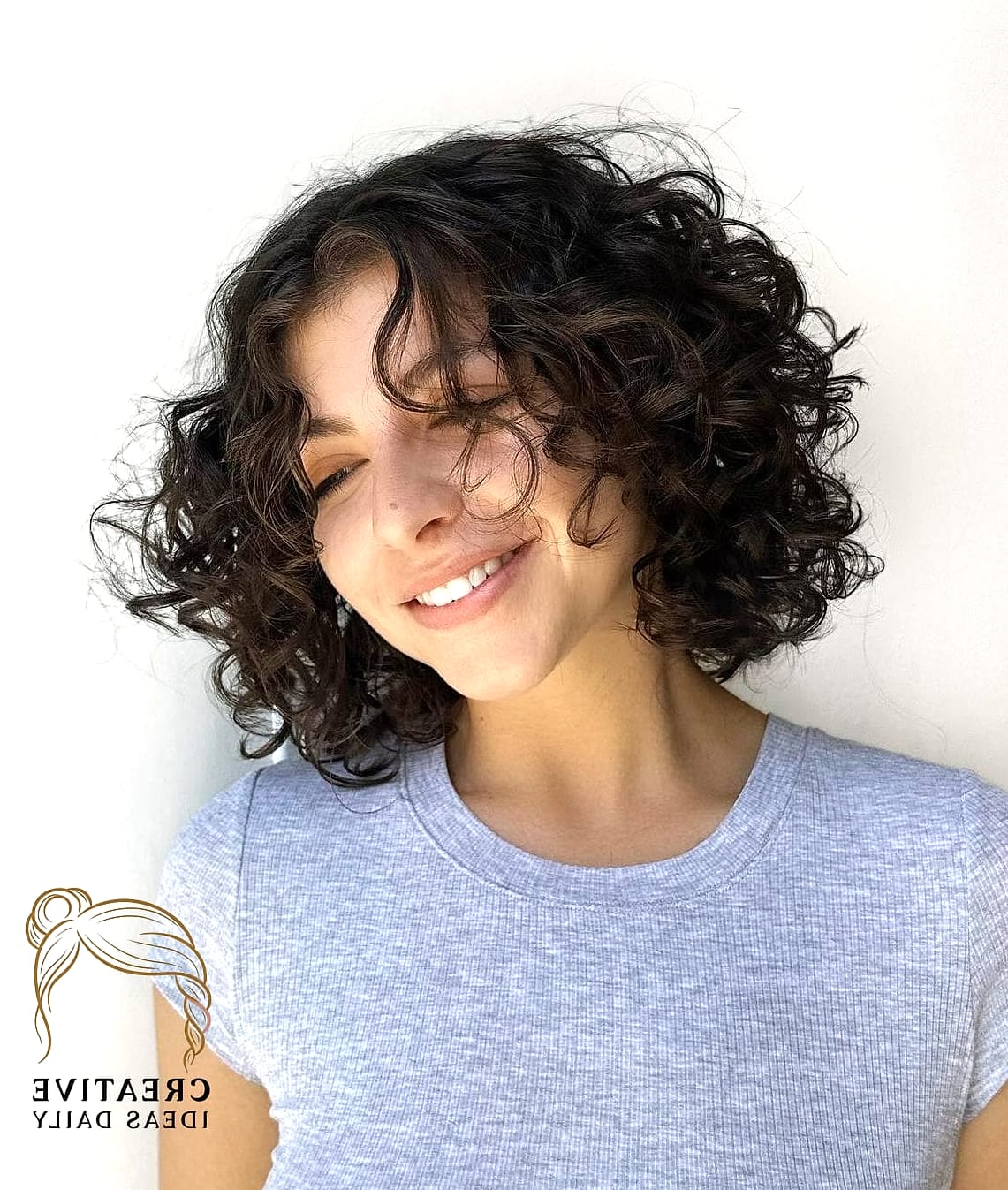 Curly Bob With Bangs