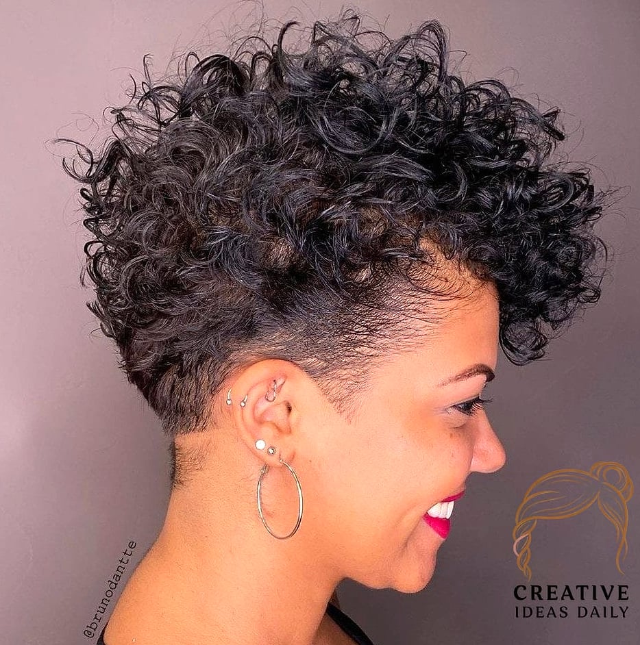 Curly Pixie Cut with Undercut Sides