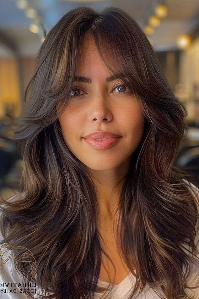 Curtain Bangs with Beach Waves