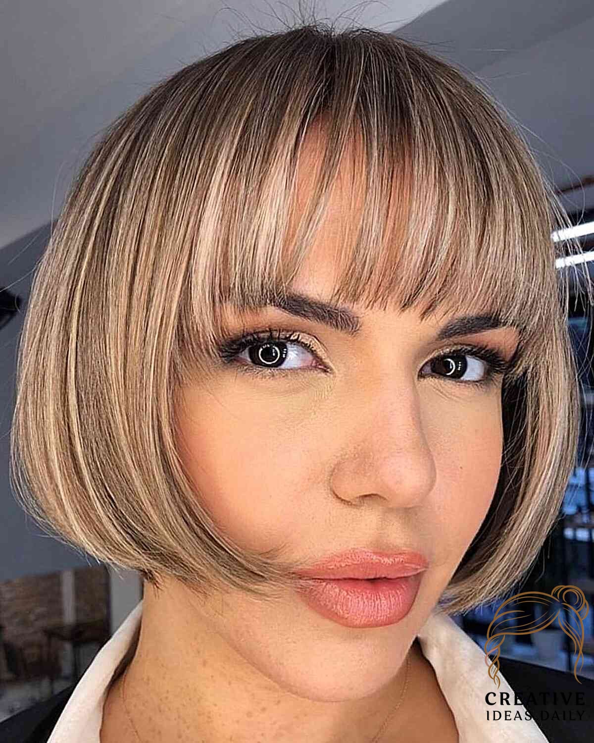 Face-Framing Short Bob with Thin Bangs