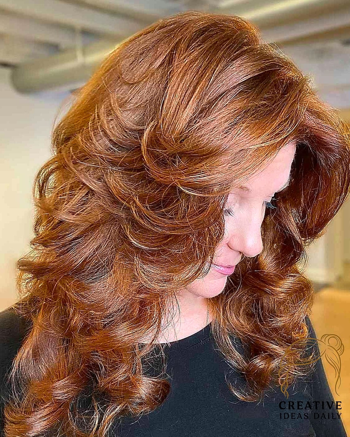 27 Medium Length Hair Ideas Every Woman Needs to See 9 Feathered Layers With Side Part