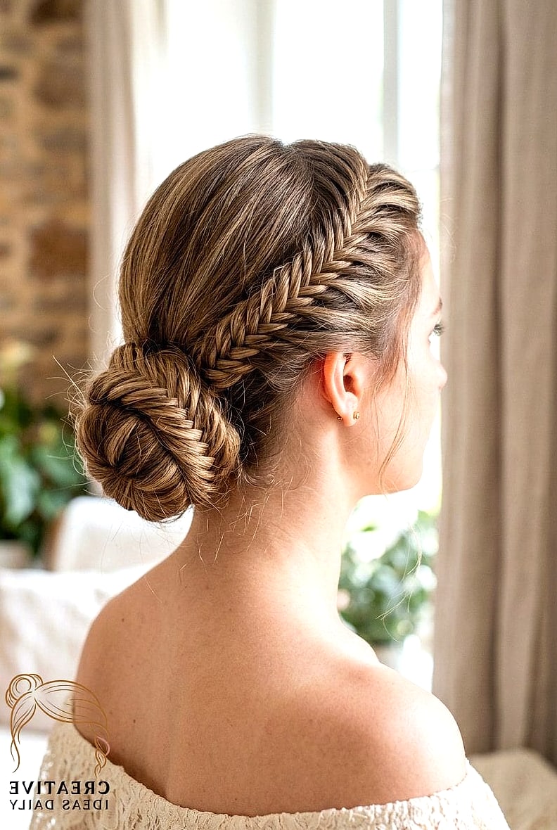 21 Updos For Long Hair Ideas That Are Trending Right Now 5 Fishtail Braided Updo