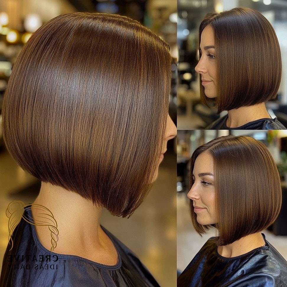 27 Medium Length Hair Ideas Every Woman Needs to See 12 Glossy One-Length Bob