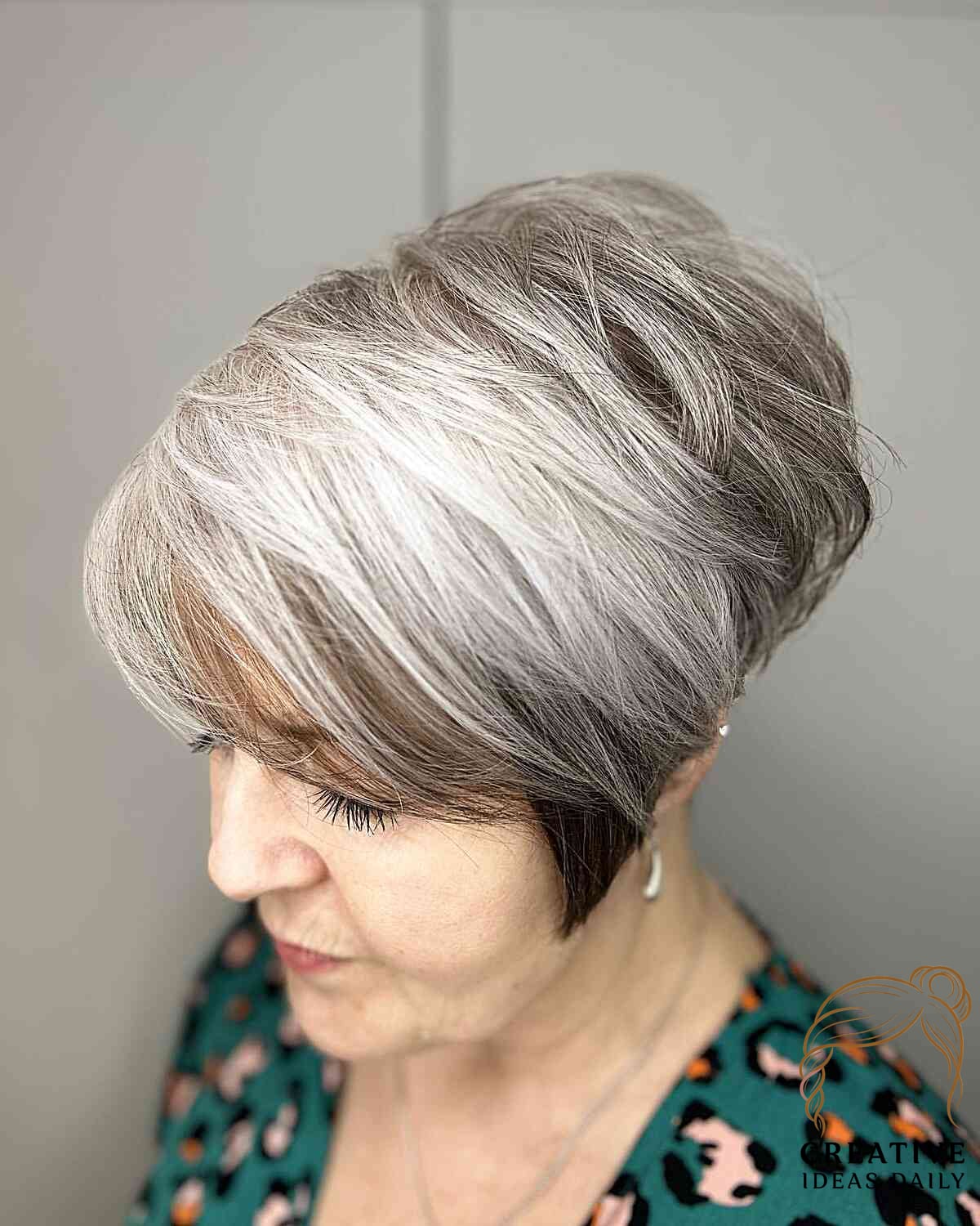 Graduated Bob with Feathered Bangs for Older Women