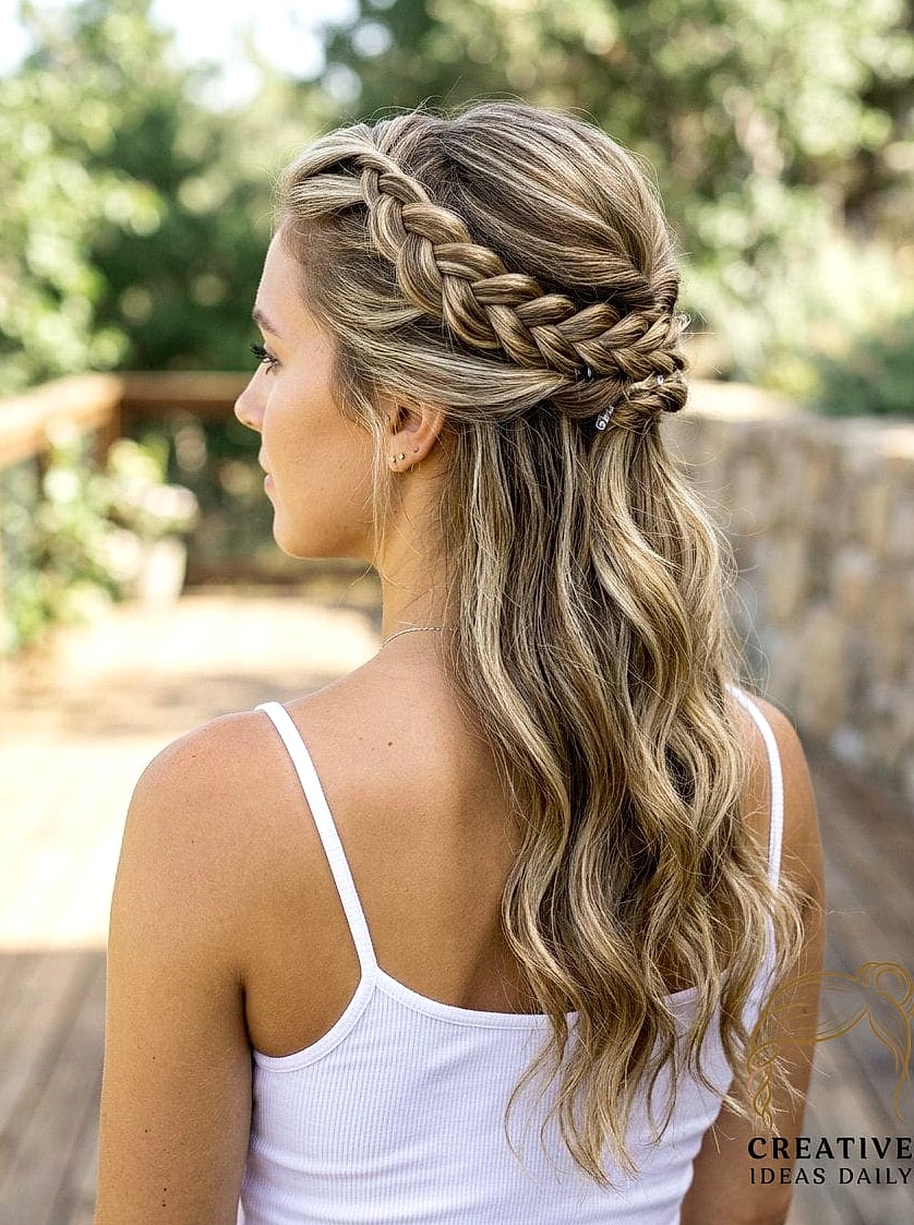 21 Updos For Long Hair Ideas That Are Trending Right Now 7 Half-Up Braided Space Buns