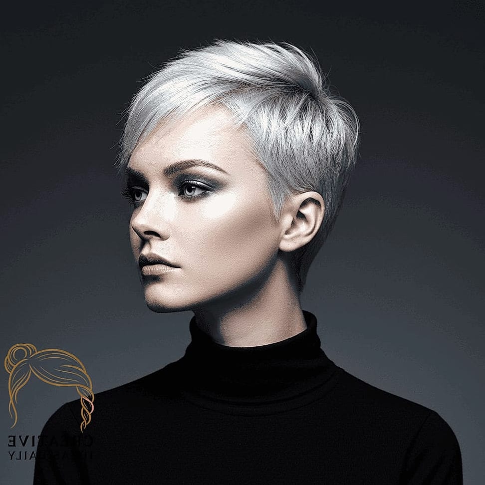 Ice White Long Pixie with Layers