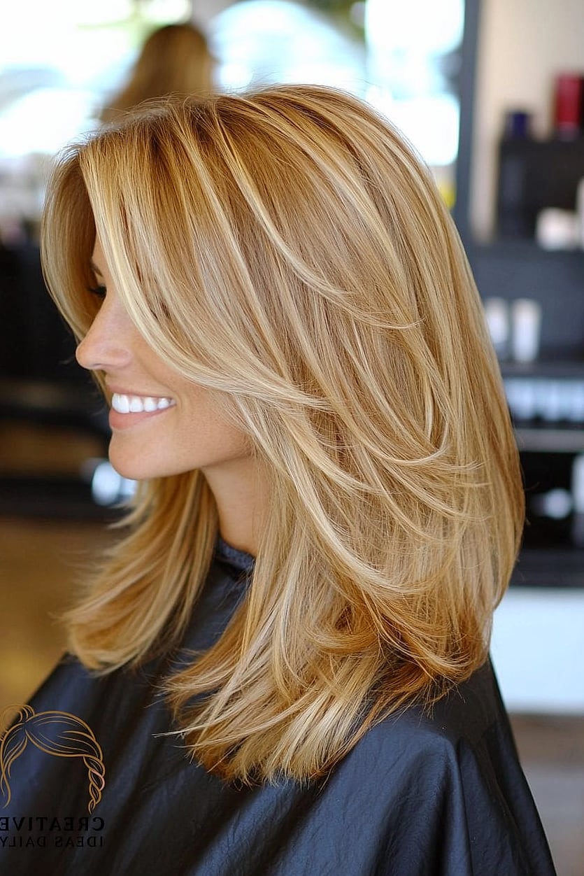 Layered Cut with Root Volume and Loose Curls