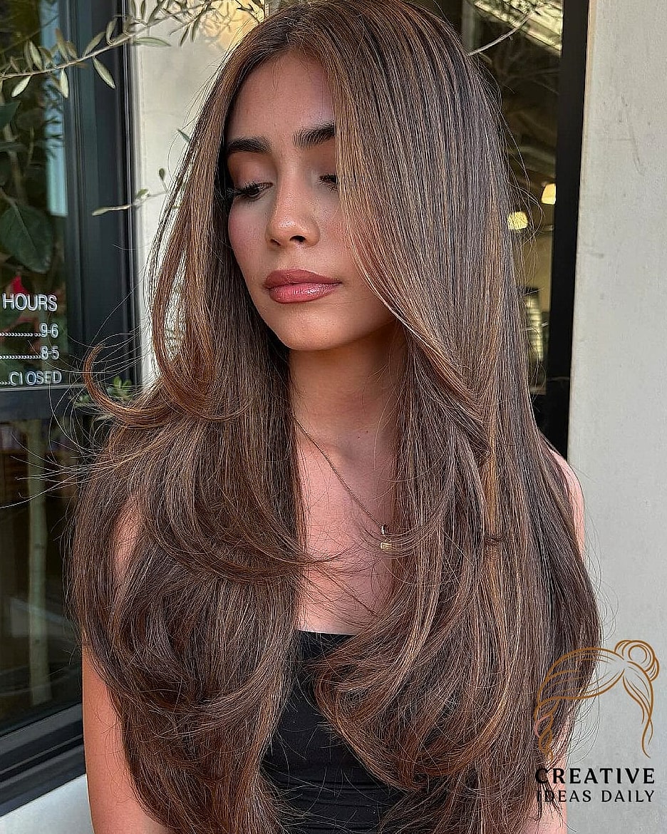 Layered Long Hair with Face-Framing Balayage