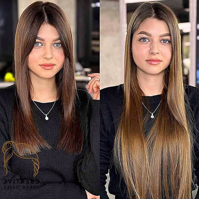 Long Blunt Cut with Middle Part