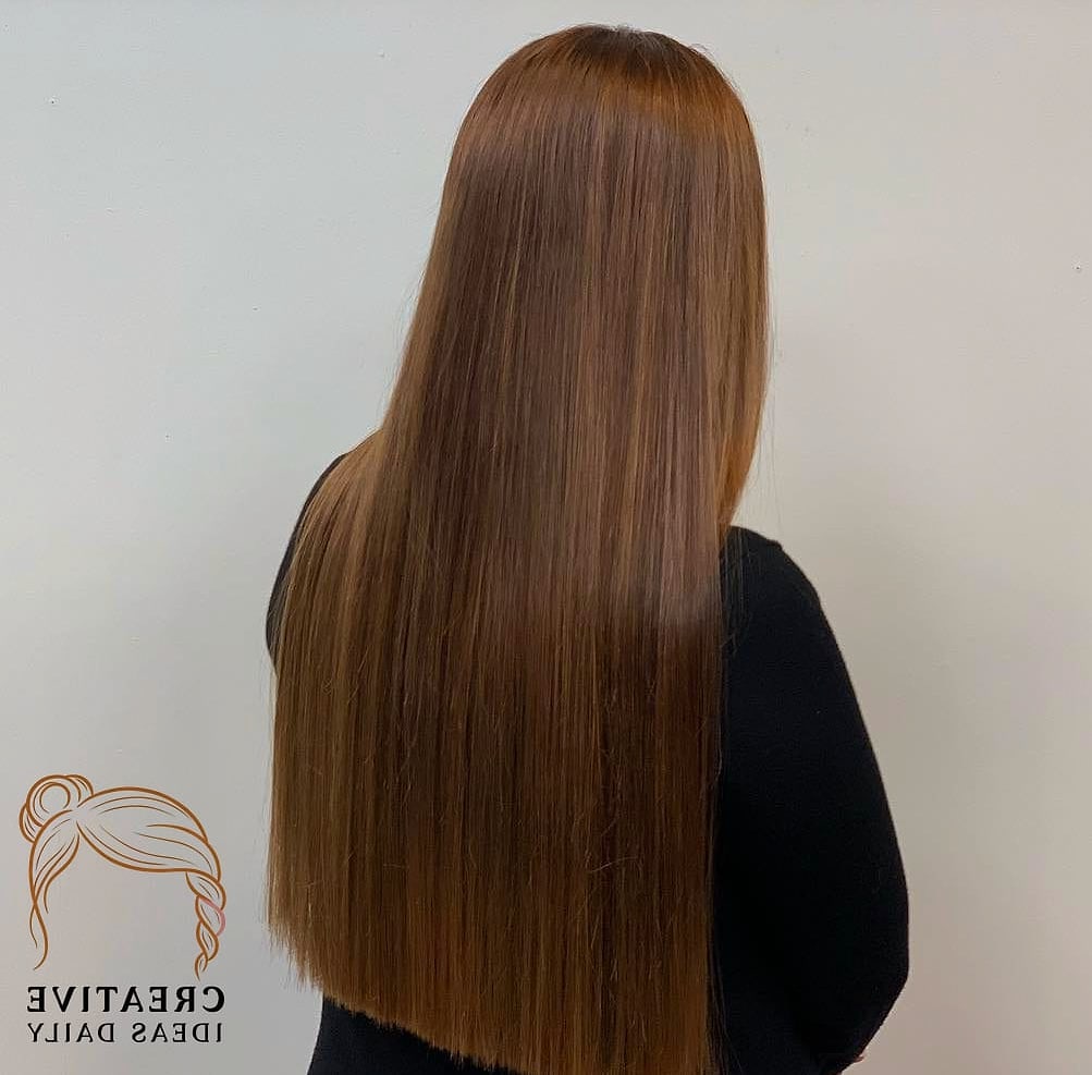 Long Hair with Glossy Blunt Bangs