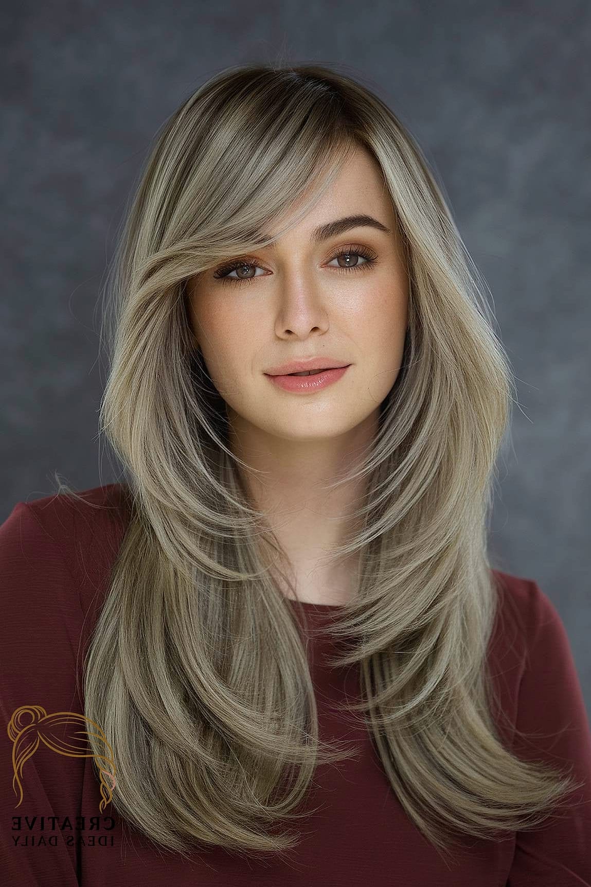 Long Hair with Side-Swept Bangs
