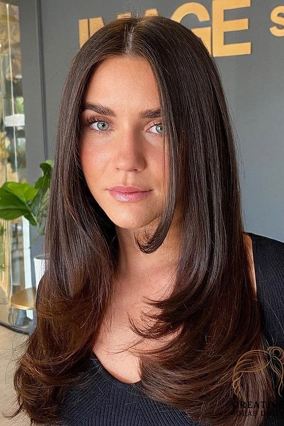 Long Hair with Center Part and Minimal Layering