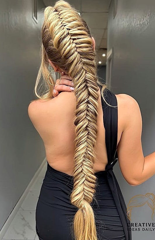 Long Hair Fishtail Braid