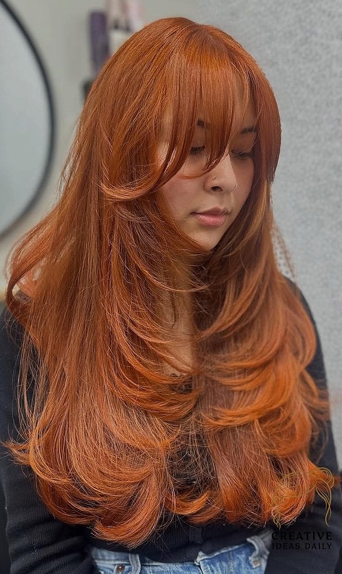 Long Hair with Copper Balayage