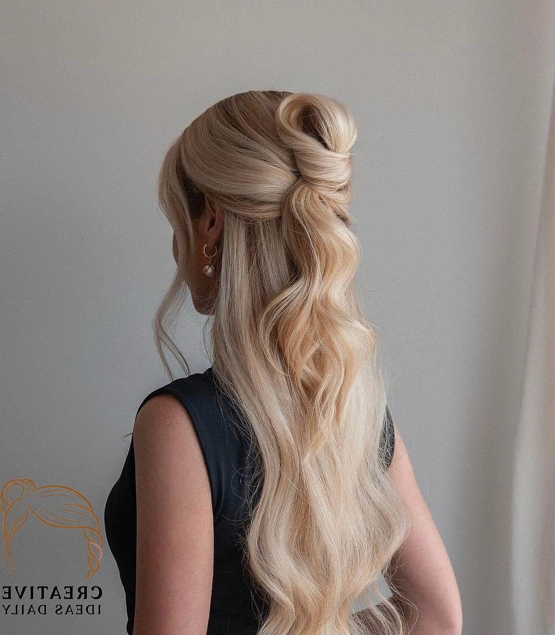 Long Hair Half Braided Ponytail