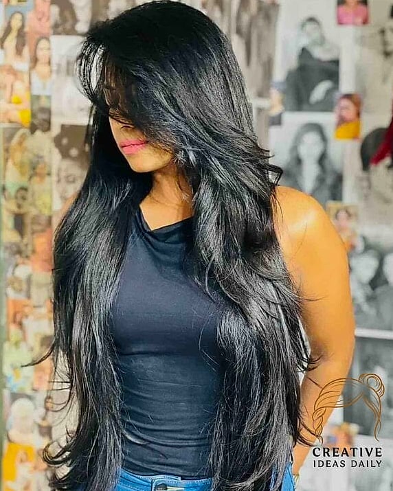 Long Hair with a Middle Part and Face-Framing Layers