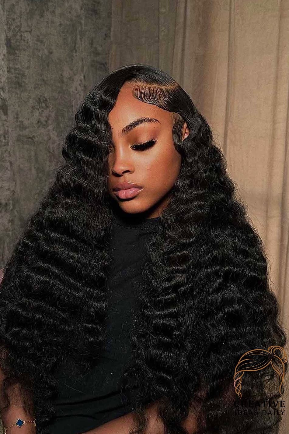 Long Hair With a Deep Middle Part