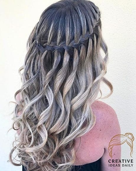 Long Hair Waterfall Braid