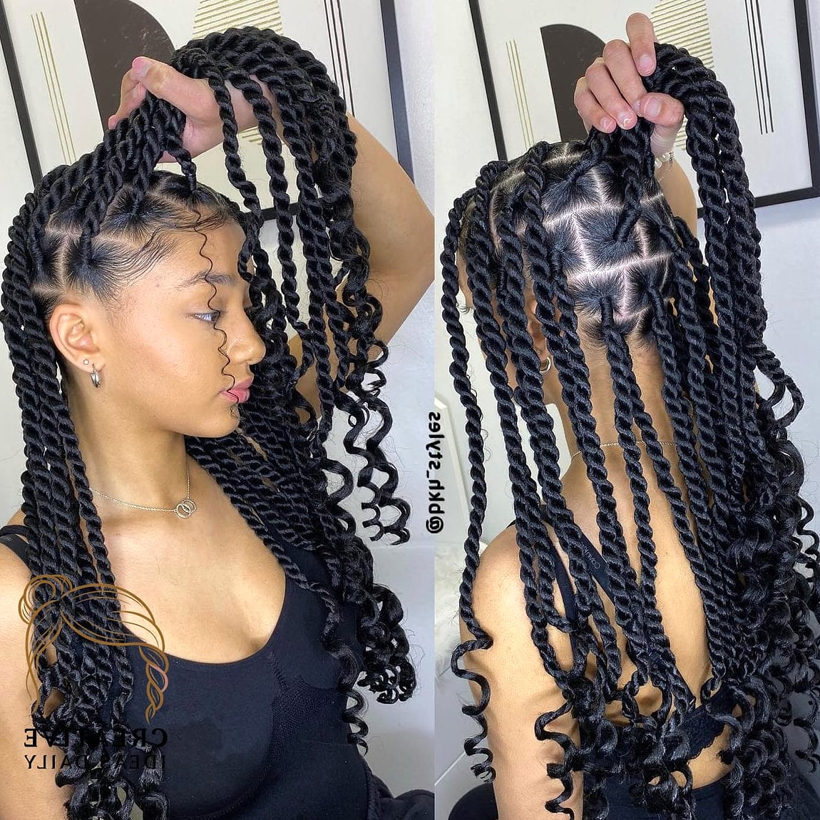 Long Hair Twisted Half-Up Bun