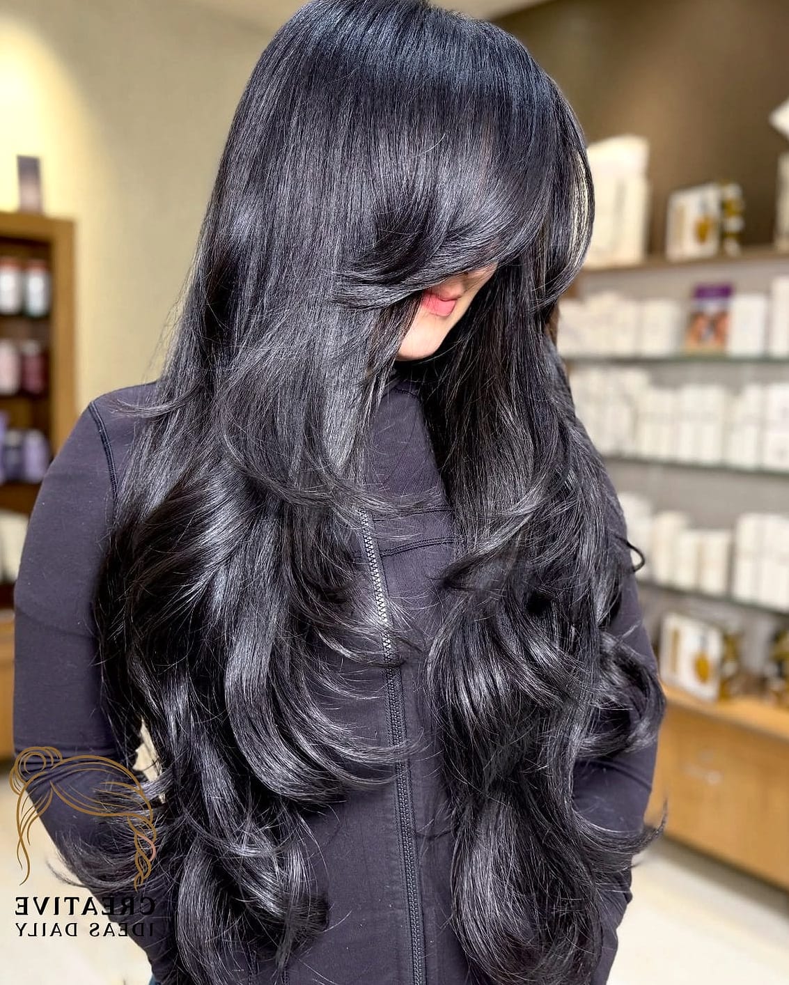 Long Layers with a Glossy Finish