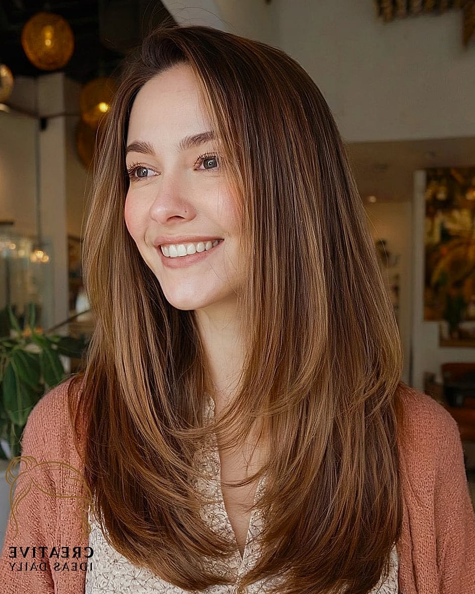 Long Layers with a Tapered Neckline