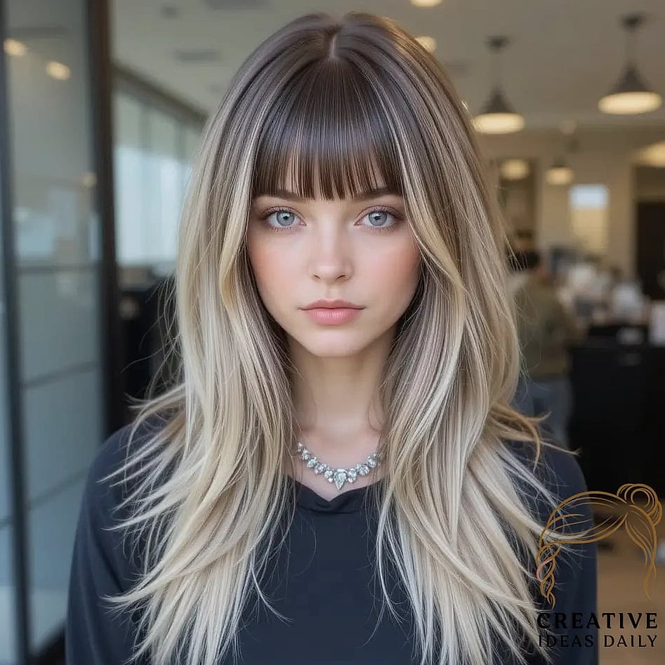 Long Layers with a Blunt Fringe