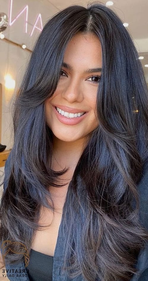 Long Layers with Curtain Bangs