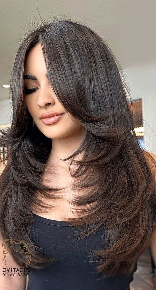 Long Layers with Curtain Bangs