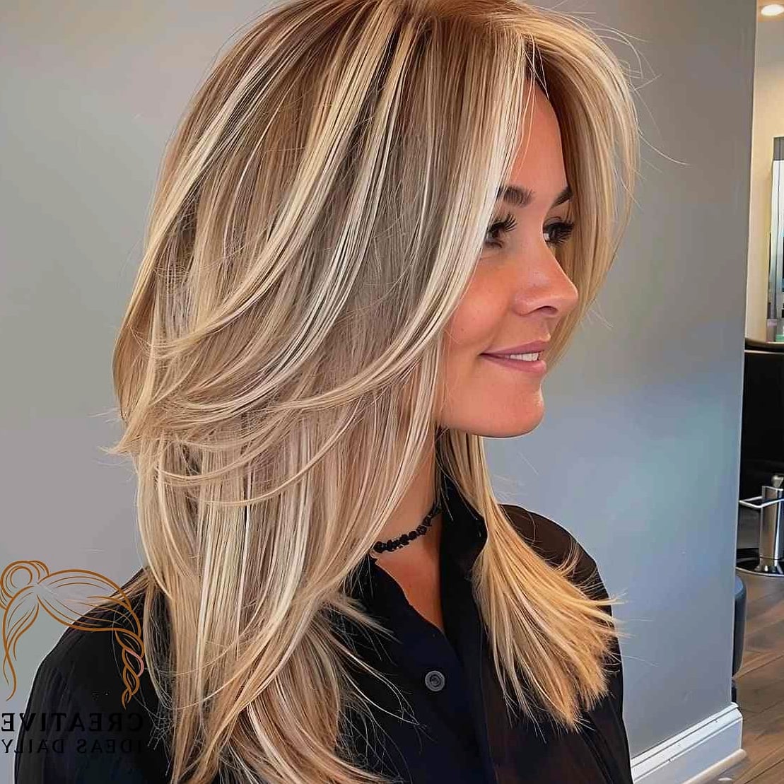 Long Layers With Money Piece Highlights