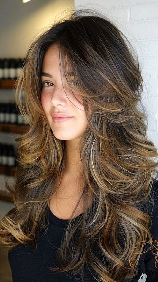 Long Layers With Curtain Bangs