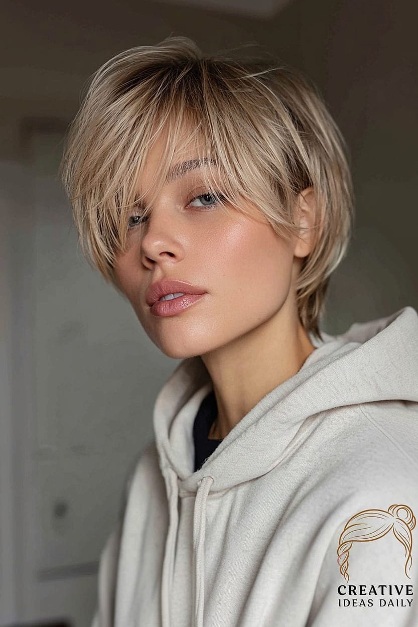 Long Pixie with Curtain Bangs