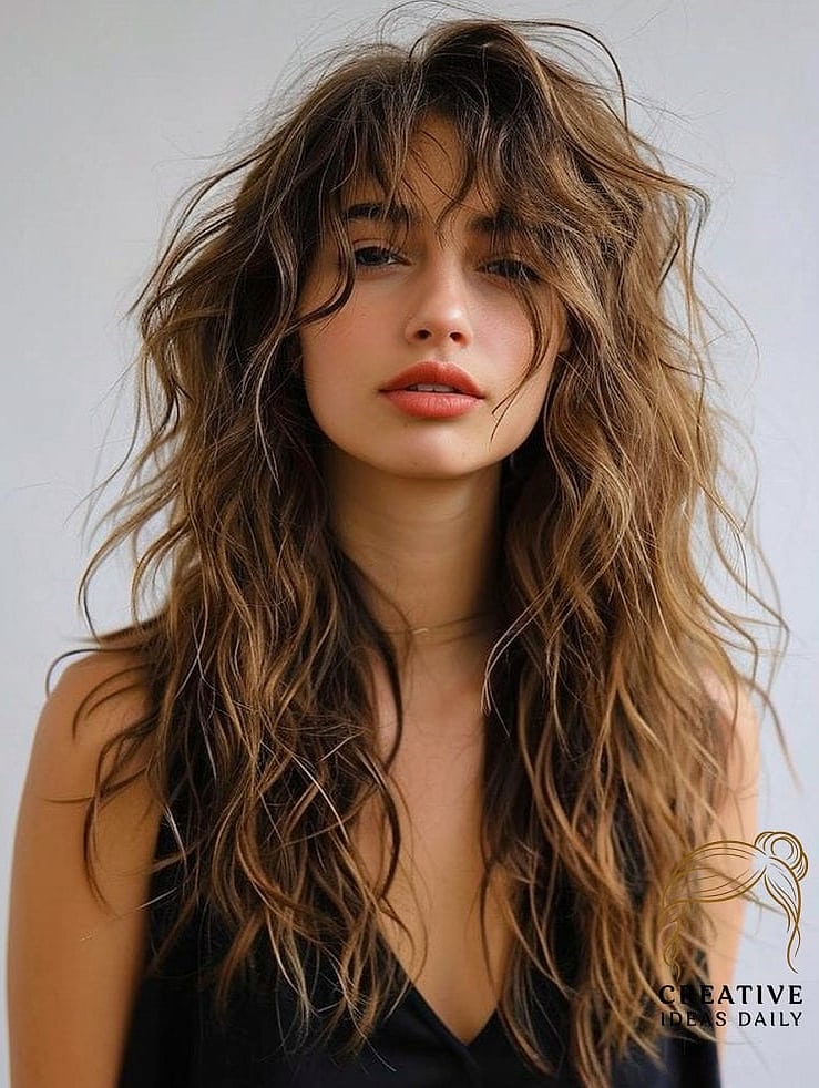 Long Shag With Soft Waves and Highlights