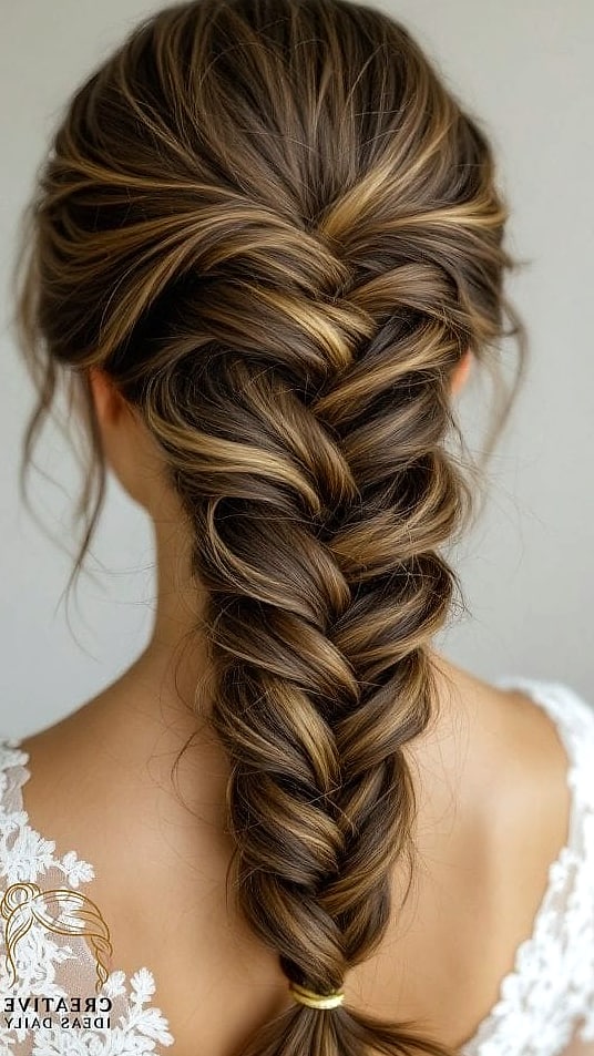 Loose Fishtail Braid Over One Shoulder