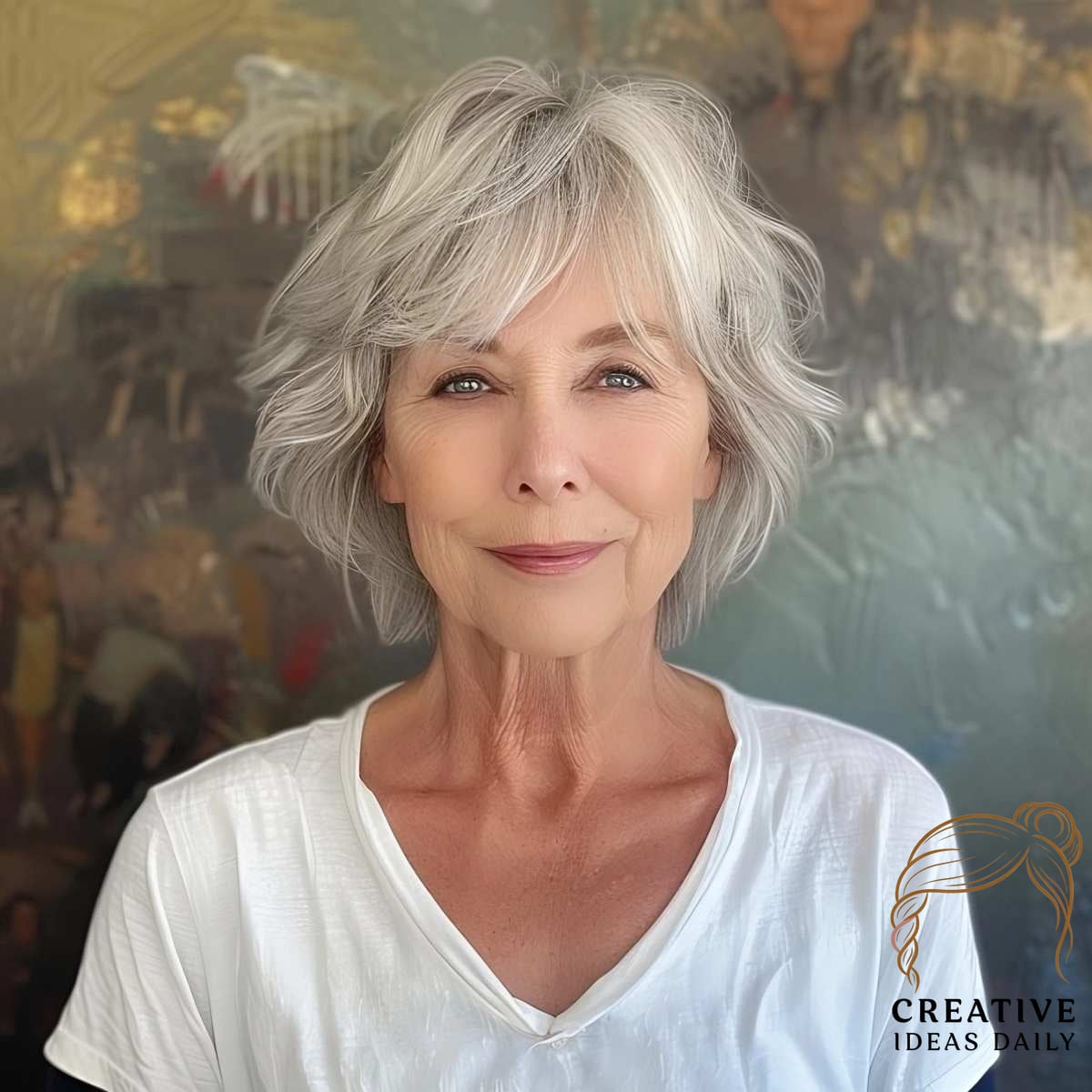 Low-Maintenance Bob with Curtain Fringe for Women Over 70