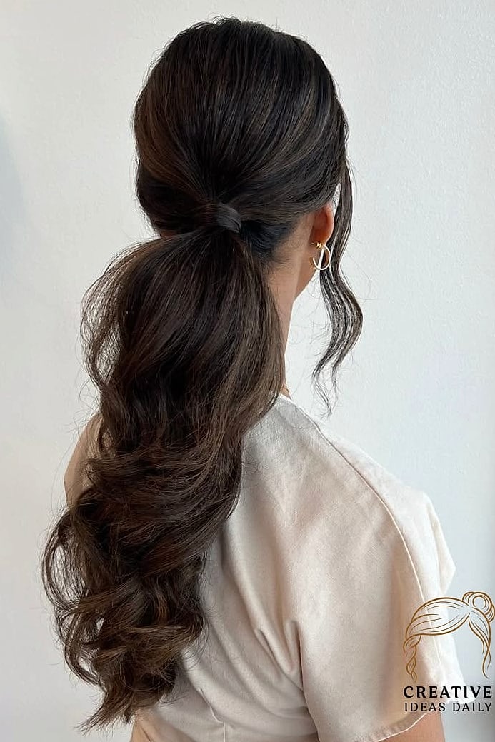 Low Ponytail With a Wrapped Section