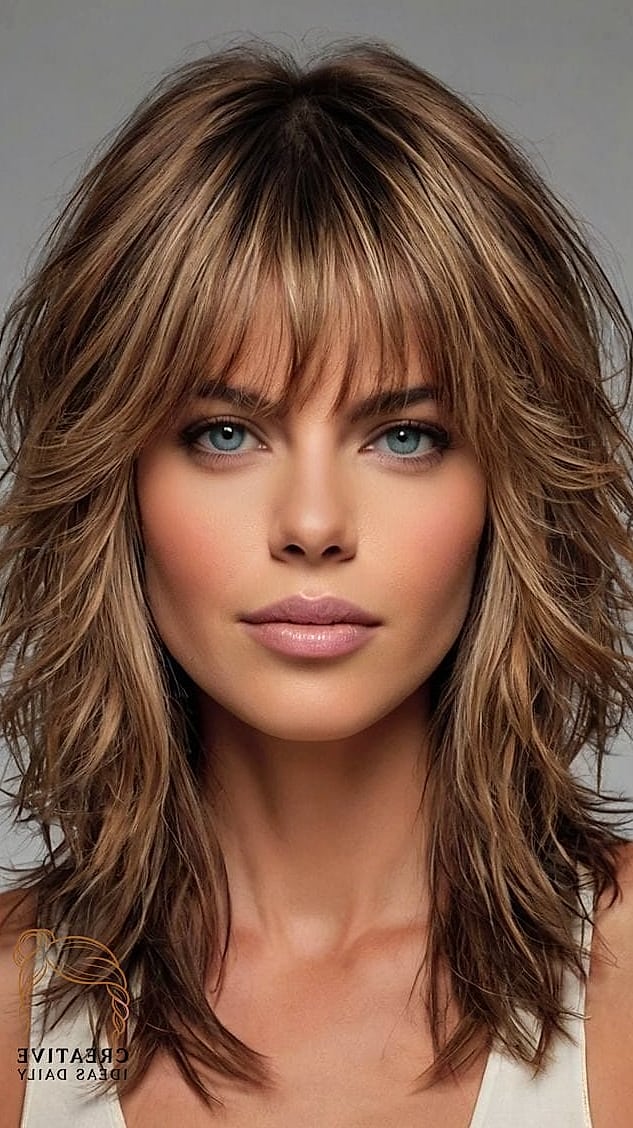 27 Medium Length Hair Ideas Every Woman Needs to See 27 Modern Shag With Bottleneck Bangs